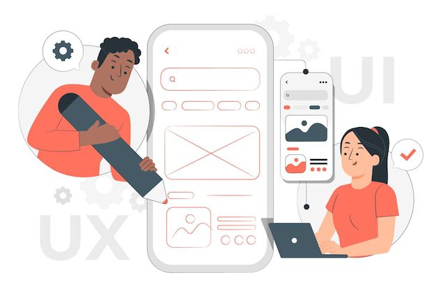 mobile UI UX concept illustration