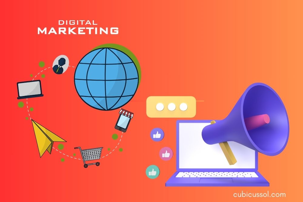 Digital marketing concept infographics for companies in need.