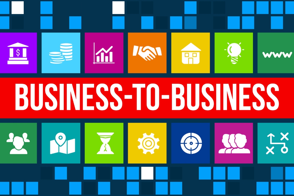 B2B (Business To Business) concept image with business icons and copyspace